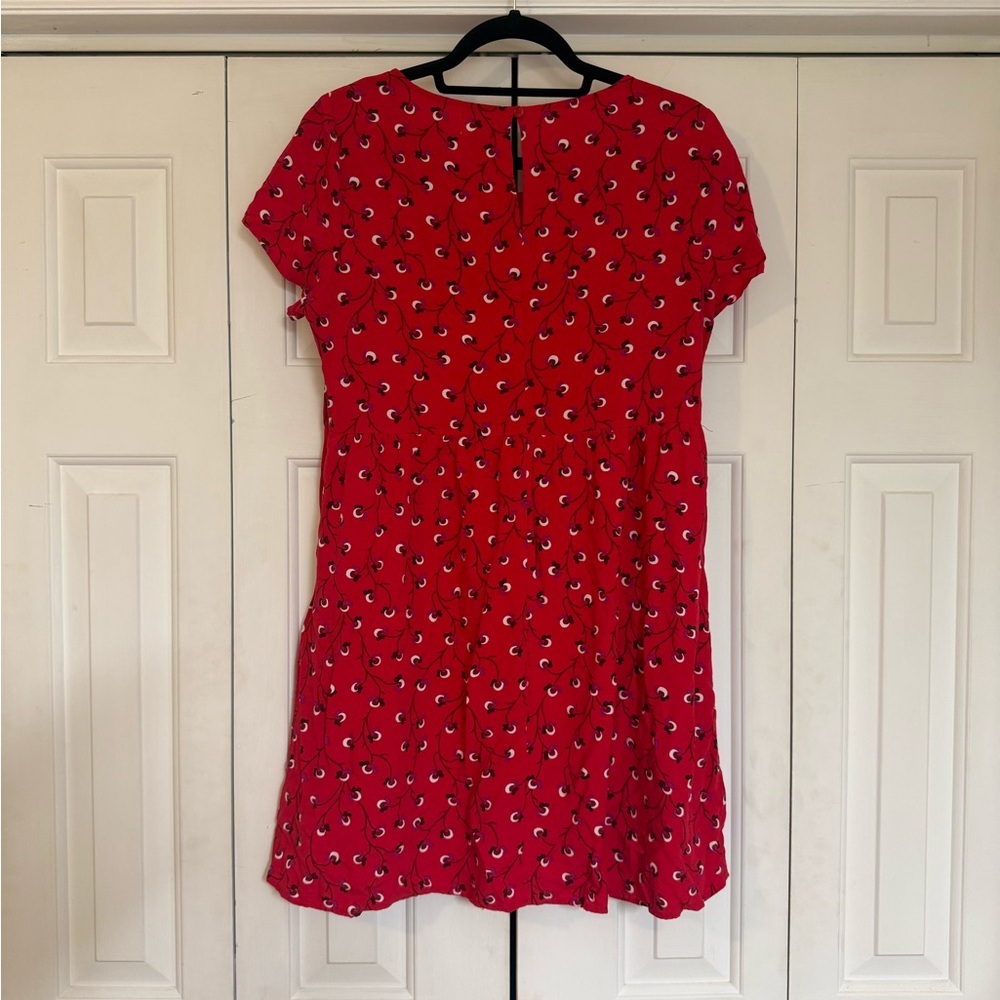 Old Navy Women’s Red Floral Swing Dress Short Sleeve Rayon Dress Size Medium - Picture 5 of 5